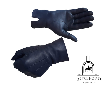 Adults Hurlford Navy Leather Gloves